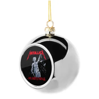 Metallica and justice for all, Silver 8cm Christmas tree ball ornament