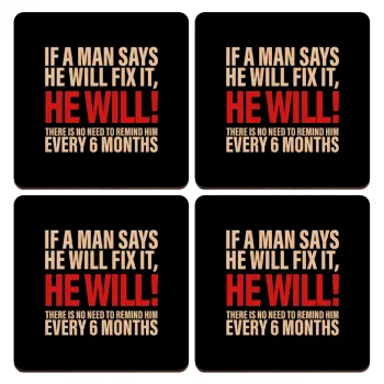 If a man says he will fix it He will There is no need to remind him every 6 months, ΣΕΤ x4 Σουβέρ ξύλινα τετράγωνα plywood (9cm)