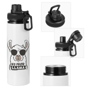 No Prob Llama, Metal water bottle with safety cap, aluminum 850ml