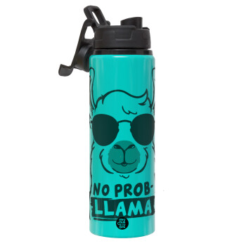 No Prob Llama, Metallic water bottle with safety lid, 850ml aluminum