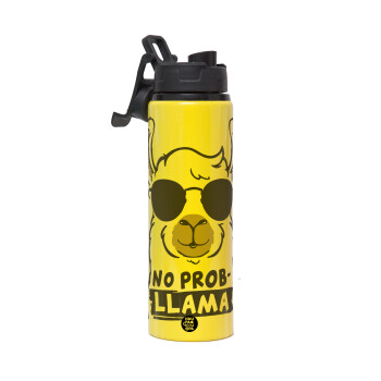 No Prob Llama, Metallic water bottle with safety lid, 850ml aluminum