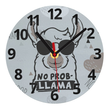 No Prob Llama, Ρολόι τοίχου γυάλινο (20cm)