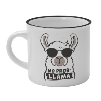 No Prob Llama, Κούπα κεραμική vintage Λευκή/Μαύρη 230ml