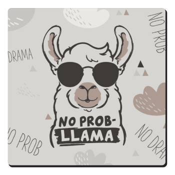 No Prob Llama, Τετράγωνο μαγνητάκι ξύλινο 6x6cm