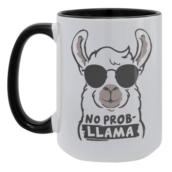 No Prob Llama, Κούπα Mega 15oz, κεραμική Μαύρη, 450ml