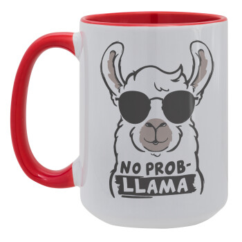 No Prob Llama, Κούπα Mega 15oz, κεραμική Κόκκινη, 450ml