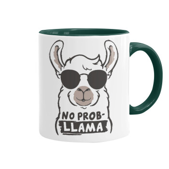 No Prob Llama, Mug colored green, ceramic, 330ml