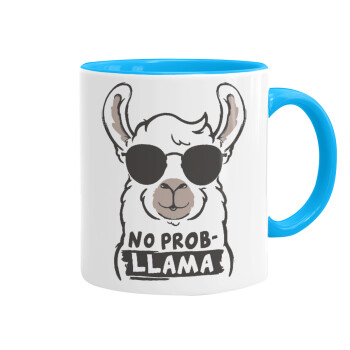 No Prob Llama, Κούπα χρωματιστή γαλάζια, κεραμική, 330ml