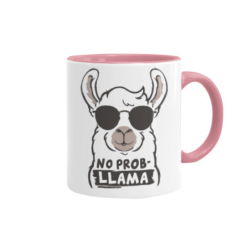 No Prob Llama, Mug colored pink, ceramic, 330ml