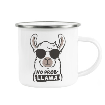 No Prob Llama, Κούπα Μεταλλική εμαγιέ λευκη 360ml