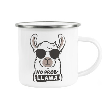 No Prob Llama, Metallic enamel cup white 360ml