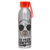 Aluminum Sports Bottle 650ml – Silver with Red Cap and Silicone Strap