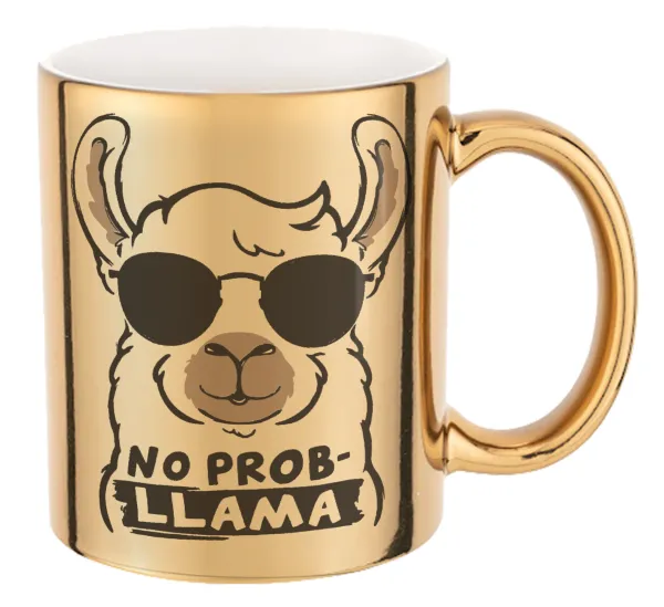 No Prob Llama — Κούπα κεραμική, χρυσή καθρέπτης, 330ml