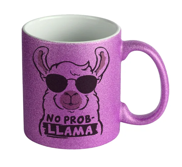 No Prob Llama — Κούπα Μωβ Glitter που γυαλίζει, κεραμική, 330ml