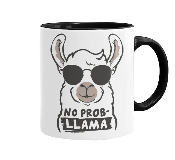 No Prob Llama — Κούπα χρωματιστή μαύρη, κεραμική, 330ml