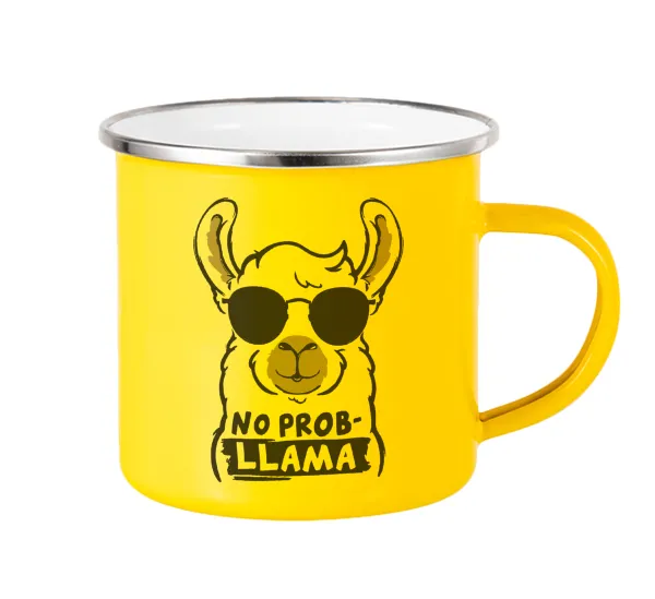 No Prob Llama — Yellow Enamel Metallic Cup 360ml