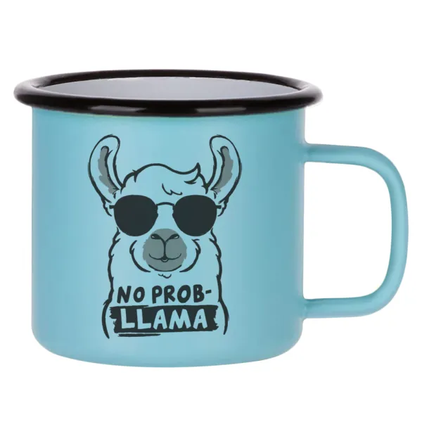 No Prob Llama — Κούπα Μεταλλική εμαγιέ ΜΑΤ σιέλ 360ml