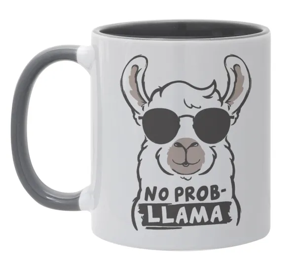 No Prob Llama — Κούπα χρωματιστή γκρι, κεραμική, 330ml