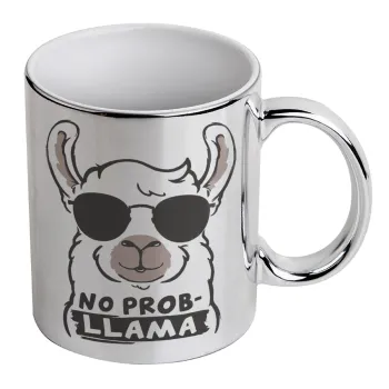 No Prob Llama, Κούπα κεραμική, ασημένια καθρέπτης, 330ml
