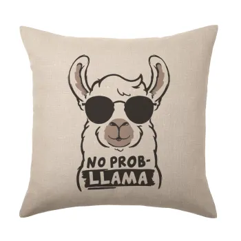 No Prob Llama, Μαξιλάρι καναπέ ΛΙΝΟ 40x40cm περιέχεται το  γέμισμα