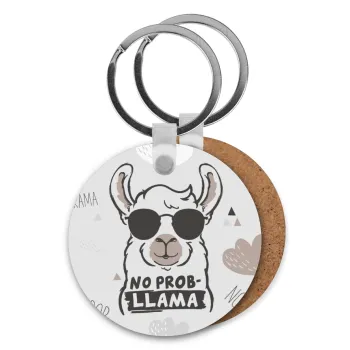 No Prob Llama, Μπρελόκ Ξύλινο στρογγυλό MDF Φ5cm
