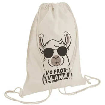 No Prob Llama, Backpack bag GYMBAG natural (28x40cm)