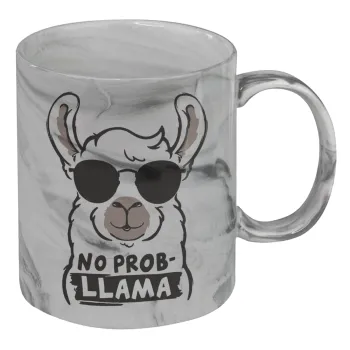 No Prob Llama, Mug ceramic marble style, 330ml