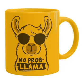 No Prob Llama, Κούπα, κεραμική κίτρινη, 330ml
