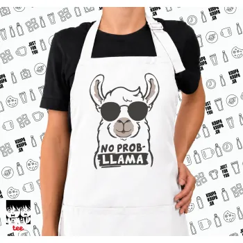 No Prob Llama, Ποδιά μακριά Σεφ ολόσωμη με τσέπες white (ΕΝΗΛΙΚΩΝ)