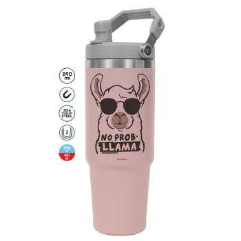 No Prob Llama, ΡΟΖ χρώματος Θερμός Ανοξείδωτο 890ml (30oz) με χερούλι