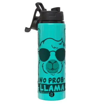No Prob Llama, Metallic water bottle with safety lid, 850ml aluminum
