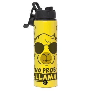 No Prob Llama, Metallic water bottle with safety lid, 850ml aluminum