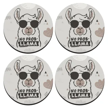 No Prob Llama, ΣΕΤ 4 Σουβέρ ξύλινα στρογγυλά (9cm)