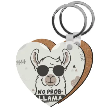 No Prob Llama, Μπρελόκ Ξύλινο καρδιά MDF