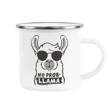 No Prob Llama, Metallic enamel cup white 360ml