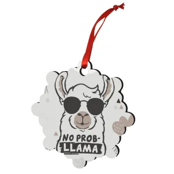 No Prob Llama, Christmas ornament snowflake wooden 7.5cm