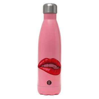 Lips, Metal mug thermos Pink Mat (Stainless steel), double wall, 500ml