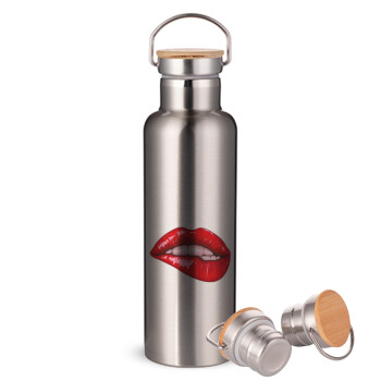 Lips, Stainless steel Silver with wooden lid (bamboo), double wall, 750ml