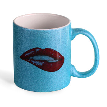 Lips, Κούπα Σιέλ Glitter που γυαλίζει, κεραμική, 330ml