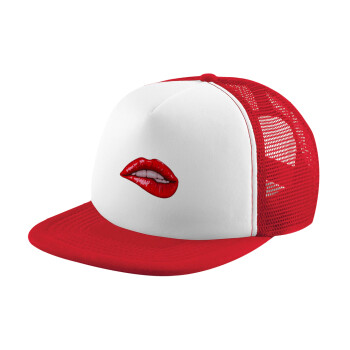 Lips, Καπέλο Ενηλίκων Soft Trucker με Δίχτυ Red/White (POLYESTER, ΕΝΗΛΙΚΩΝ, UNISEX, ONE SIZE)