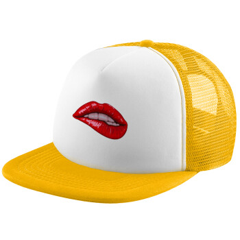 Lips, Καπέλο Soft Trucker με Δίχτυ Κίτρινο/White 