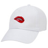 Lips, Καπέλο ενηλίκων Jockey Λευκό (snapback, 5-φύλλο, unisex)
