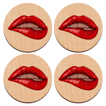 Lips, ΣΕΤ x4 Σουβέρ ξύλινα στρογγυλά plywood (9cm)
