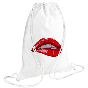 Lips, Τσάντα πλάτης πουγκί GYMBAG λευκή (28x40cm)