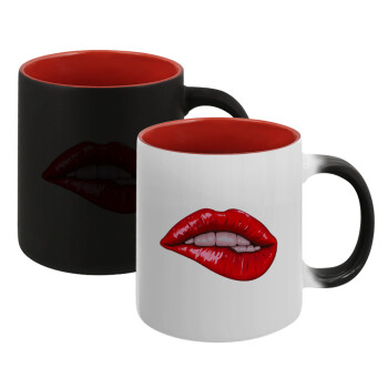Lips, Κούπα Μαγική εσωτερικό κόκκινο, κεραμική, 330ml που αλλάζει χρώμα με το ζεστό ρόφημα (1 τεμάχιο)