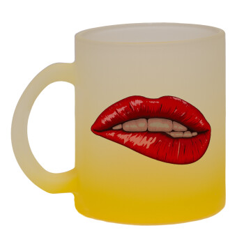 Lips, Κούπα γυάλινη δίχρωμη με βάση το κίτρινο ματ, 330ml
