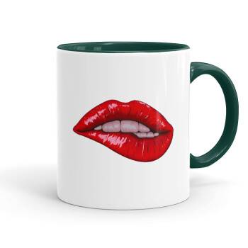 Lips, Mug colored green, ceramic, 330ml