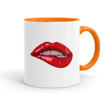 Lips, Mug colored orange, ceramic, 330ml