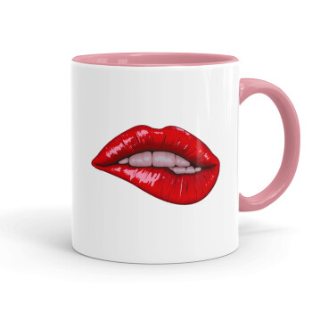 Lips, Mug colored pink, ceramic, 330ml