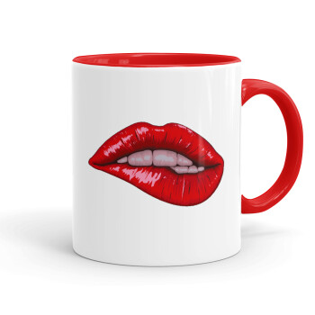 Lips, Κούπα χρωματιστή κόκκινη, κεραμική, 330ml